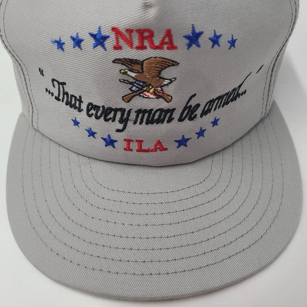 Vintage NRA ILA Hat Snapback Louisville Mfg Co Gray 2nd Amendment Every Man Arm